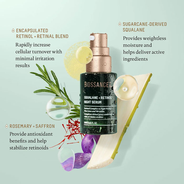 เซรั่ม Biossance Squalane Retinol Night Serum 