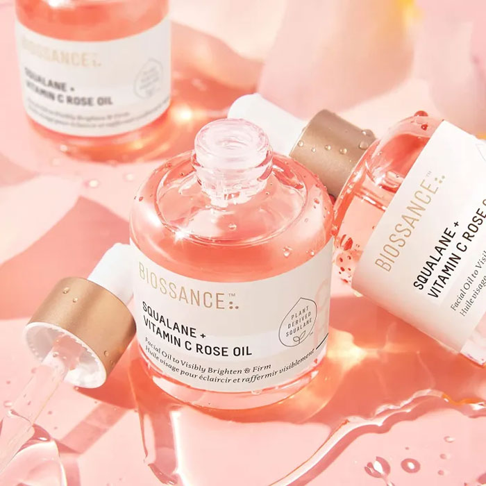 ออยล์เซรั่ม Biossance Squalane Vitamin C Rose Oil in Pink Bottle 