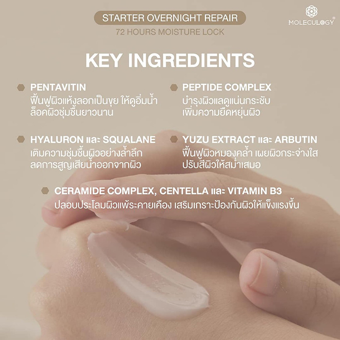 ครีมบำรุงผิวหน้า MOLECULOGY Starter Overnight Repair 72 Hours Moisture Lock