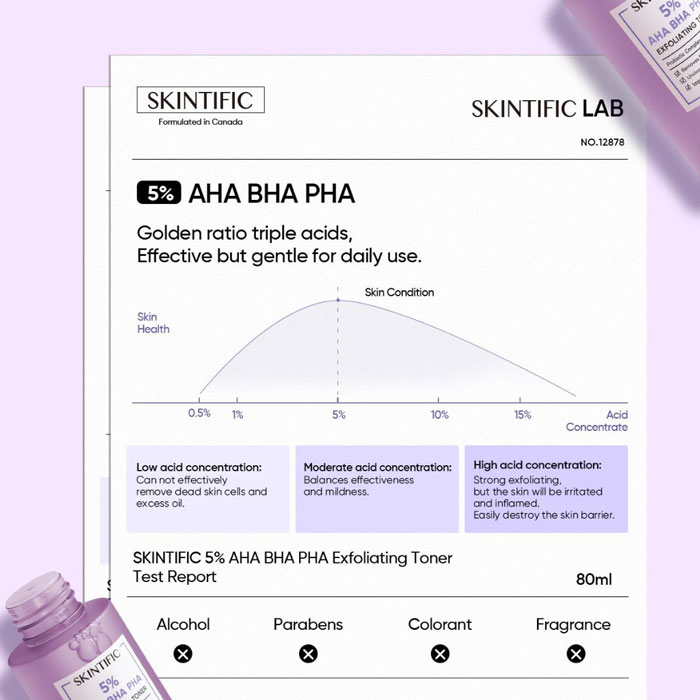 โทนเนอร์ Skintific 5% AHA BHA PHA Exfoliating Toner