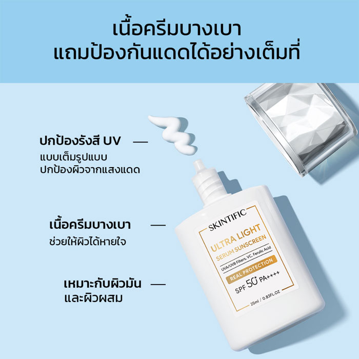 ครีมกันแดด Skintific Light Serum Sunscreen SPF50 PA ++++