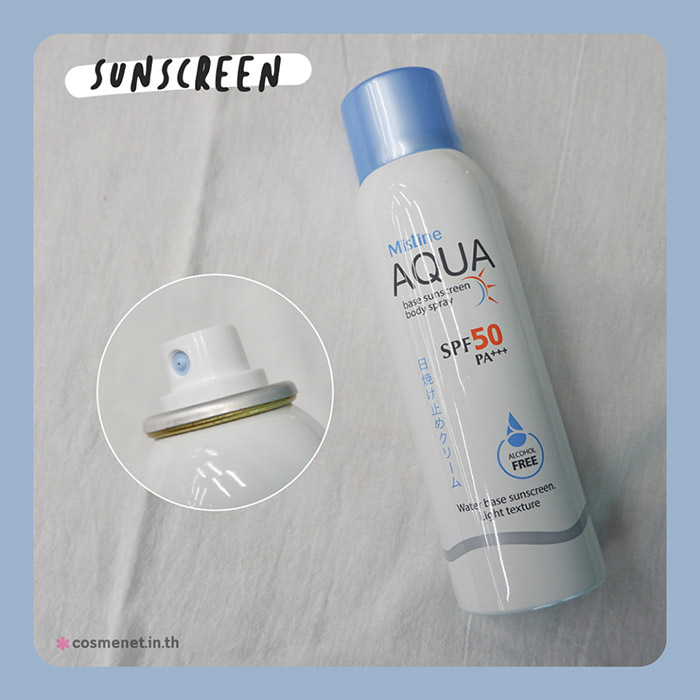 สเปรย์กันแดด Mistine Aqua Base Sunscreen Body Spray SPF50 PA+++