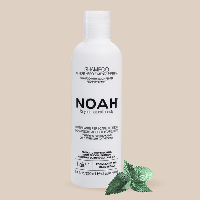 NOAH Shampoo with black pepper and peppermint แชมพูปรับสมดุล เพิ่มความแข็งแรงให้กับเส้นผมและหนังศีรษะ ลดโอกาสหลุดร่วงของเส้นผม 