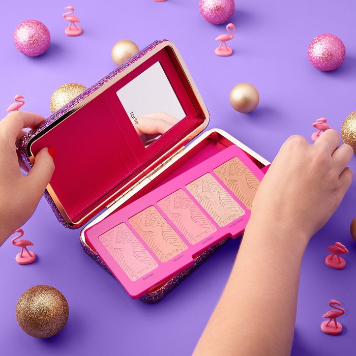 TARTE Life of The Party Amazonian Clay Blush Palette & Glitter Clutch