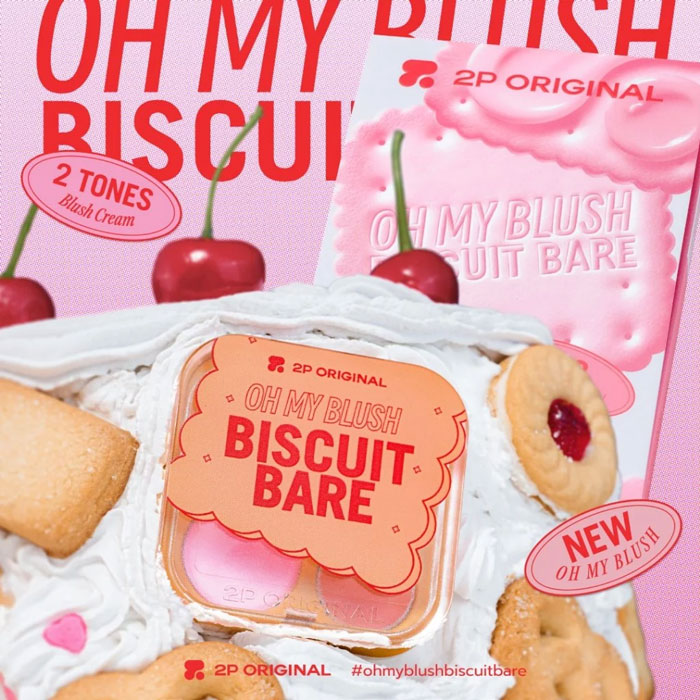 บลัชออน 2P Original Oh My Blush Biscuit Bare