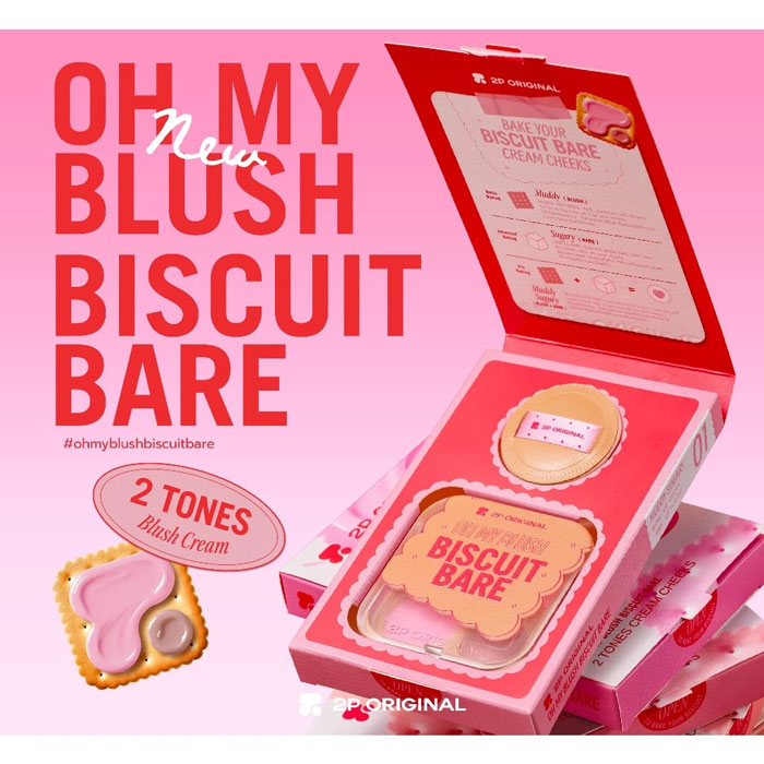 บลัชออน 2P Original Oh My Blush Biscuit Bare