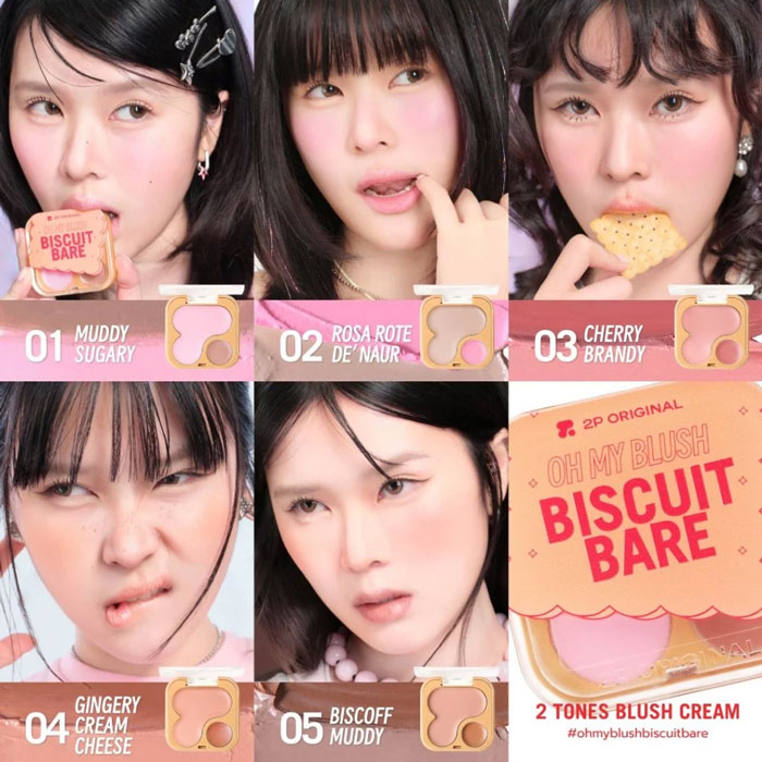 บลัชออน 2P Original Oh My Blush Biscuit Bare