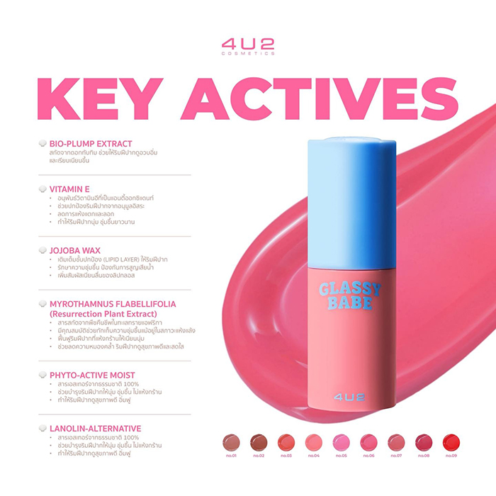 ลิปกลอส 4U2 Glassy Babe