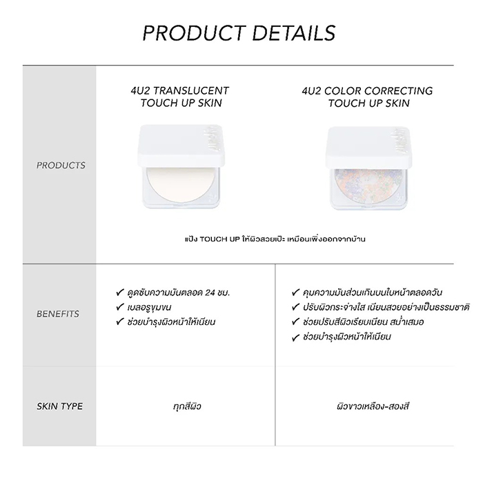 แป้งทัชอัพ 4U2 Skin Color Correcting Touch Up Skin