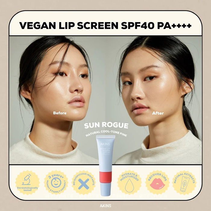 ลิปกันแดด AKINS Vegan Lip Screen Spf40 Pa++++