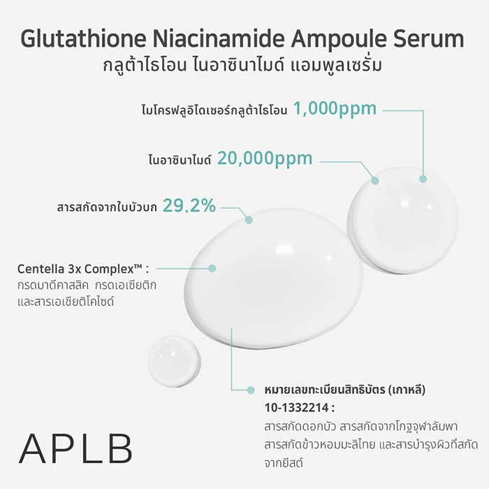 แอมพูลเซรั่ม APLB Glutathione Niacinamide Ampoule Serum