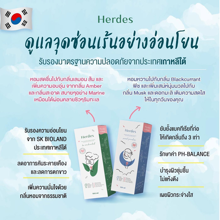 Herdes Perfume Sensitive Cleansing Wash ผลิตภัณฑ์ทำความสะอาดจุดซ่อนเร้น พิสูจน์ความหอมสะอาดตั้งแต่ครั้งแรกที่ใช้