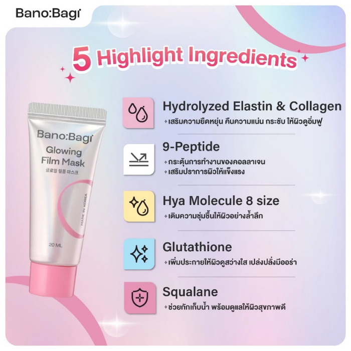 มาสก์ฟิล์มคอลลาเจน BANOBAGI Glowing Film Mask มาสก์ฟิล์มคอลลาเจน BANOBAGI Glowing Film Mask