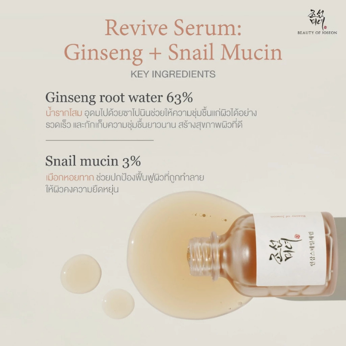 เซรั่มโสม Beauty of Joseon Revive Serum Ginseng + Snail Mucin เซรั่มโสม Beauty of Joseon Revive Serum Ginseng + Snail Mucin