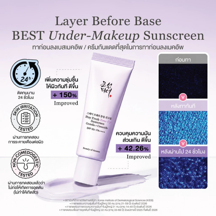 กันแดดโทนอัพ Beauty of Joseon Stay Fresh Tone-Up Sunscreen Centella + Ceramide SPF 50+ PA++++
