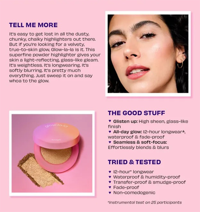 ไฮไลท์ Benefit Cosmetics Glow-La-La Highlighter
