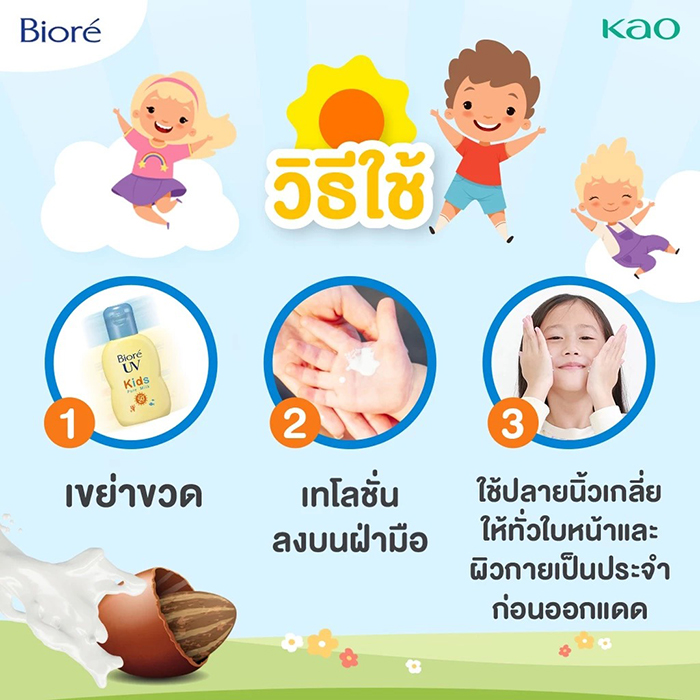 โลชั่นกันแดด Biore UV Smooth Kids Milk SPF50+ PA++++