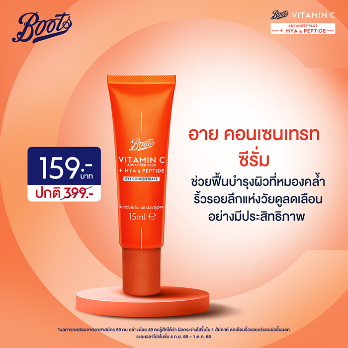 เซรั่มบำรุงรอบดวงตา Boots Vitamin C Advanced Plus Hya & Peptide Eye Concentrate