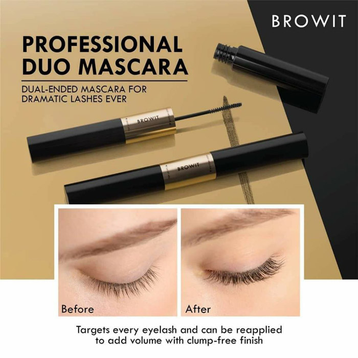 Browit Professional Duo Mascara มาสคาร่าปัดขนตาสองหัว เข้าถึงขนตาทุกเส้น ให้ขนตาหนา งอนงาม เรียงเส้นสวย