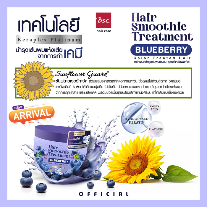 ทรีทเม้นท์บำรุงเส้นผม BSC Hair Smoothie Treatment-Blueberry