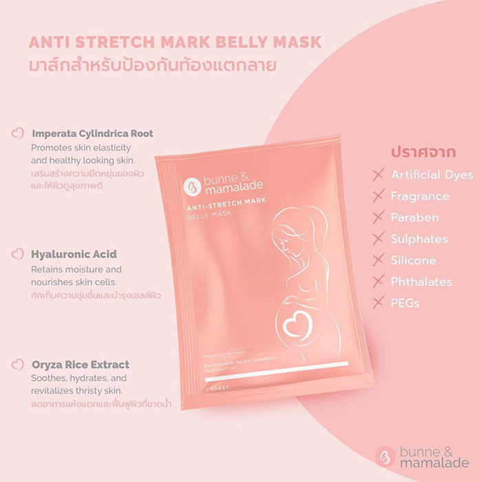 มาส์กบำรุงผิวหน้าท้อง BUNNE & MAMALADE Anti-Stretch Mask Belly Mask มาส์กบำรุงผิวหน้าท้อง BUNNE & MAMALADE Anti-Stretch Mask Belly Mask