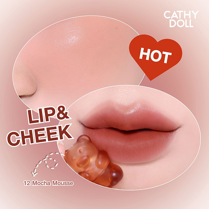 ลิปสติก Cathy Doll Mhee Deng Lip & Cheek Fluffy Pudding