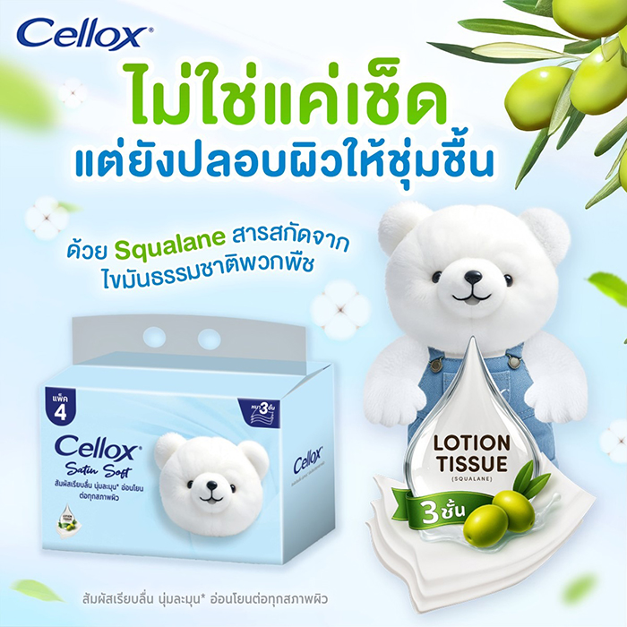 กระดาษเช็ดหน้า Cellox Purify Satin Soft