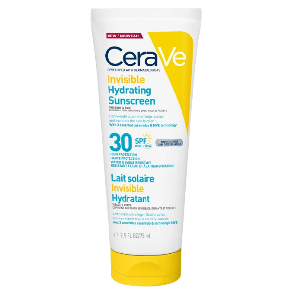 กันเเดดทาตัวและหน้า CeraVe Invisible Hydrating Fluid SunScreen Body&Face SPF50+ PA++++