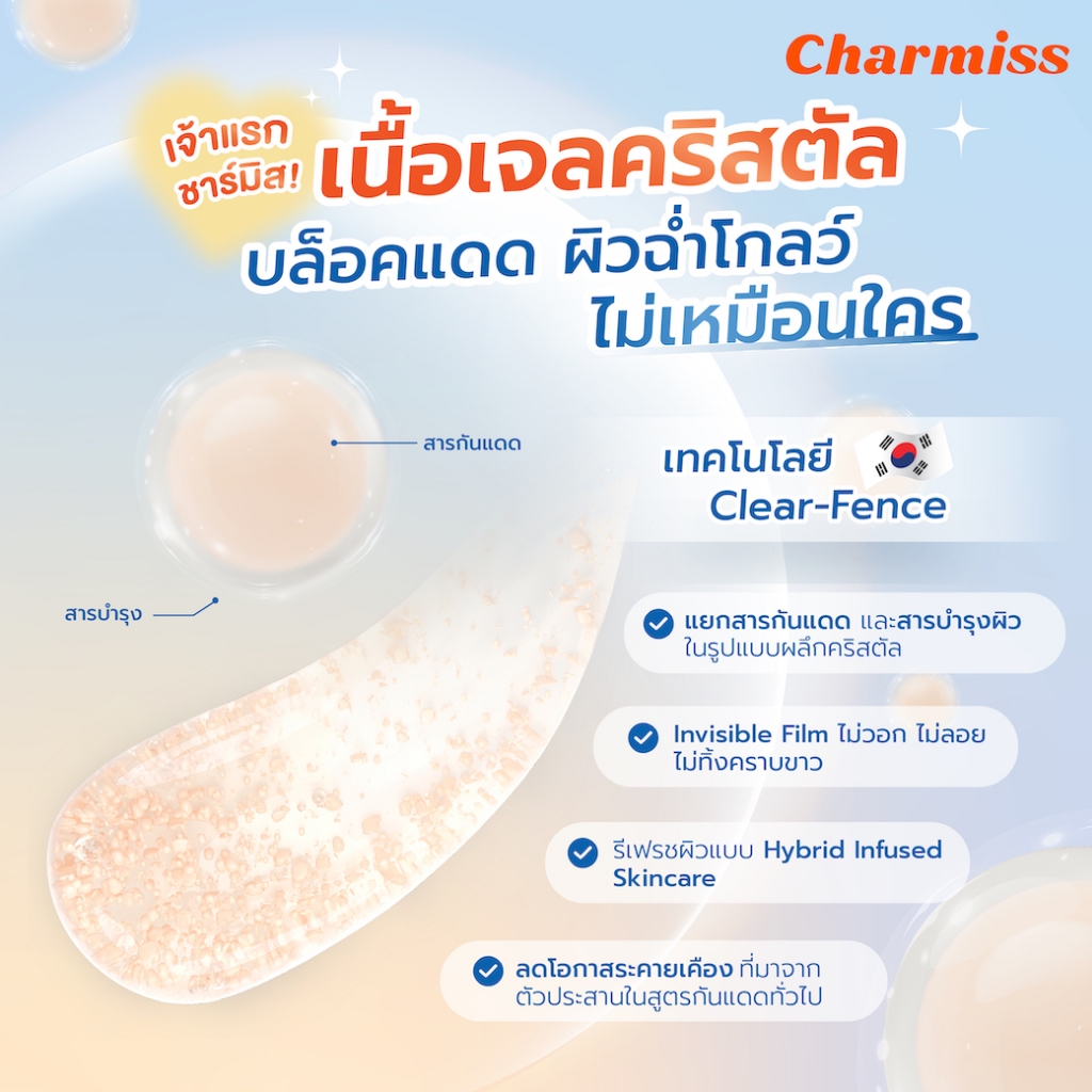 ครีมกันแดด Charmiss UV Extra Shine Crystal Shield Sunscreen SPF50+ PA++++