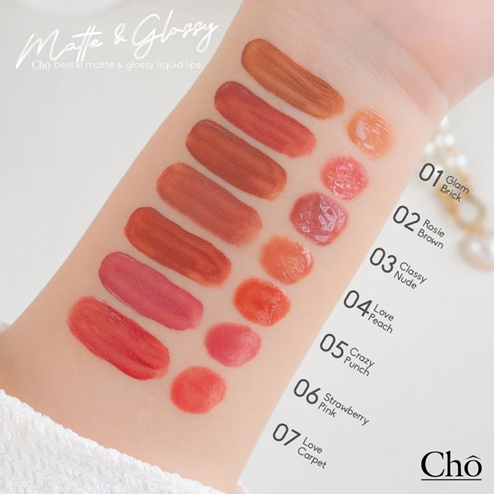 ลิปสติก Cho Bestie Matte & Glossy Liquid Lip