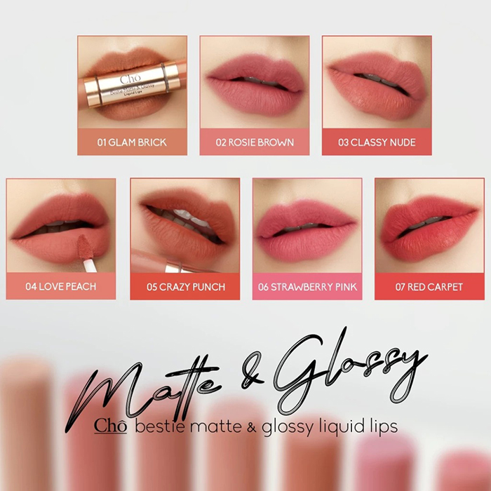 ลิปสติก Cho Bestie Matte & Glossy Liquid Lip