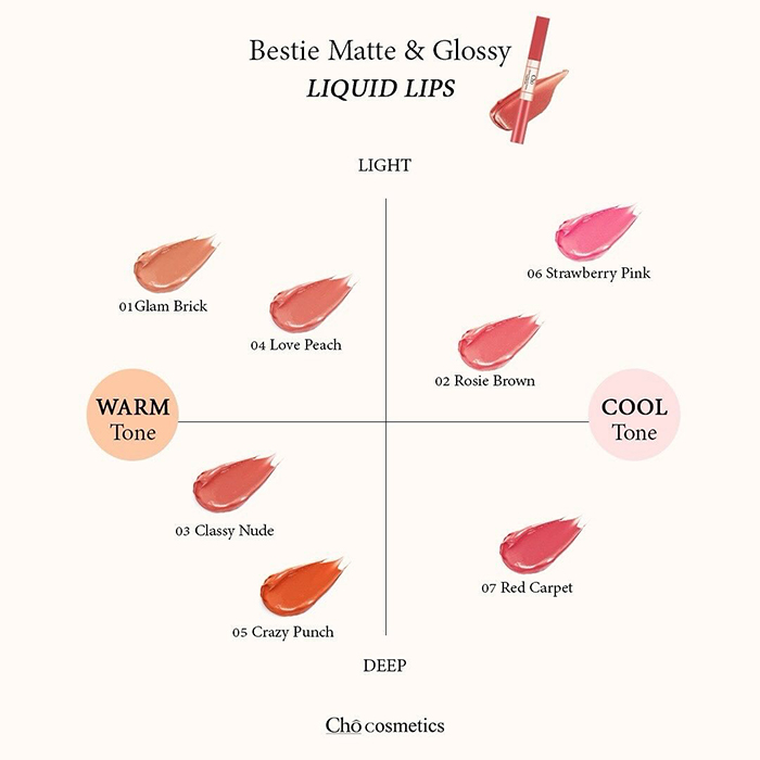 ลิปสติก Cho Bestie Matte & Glossy Liquid Lip