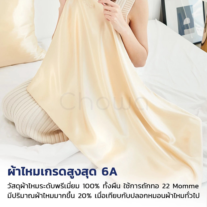 ปลอกหมอนลดสิว Chowa Mulberry Silk Pillowcase