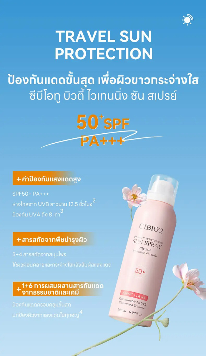 สเปรย์กันแดด CIBIO'2 Beauty Whitening Sun Spray