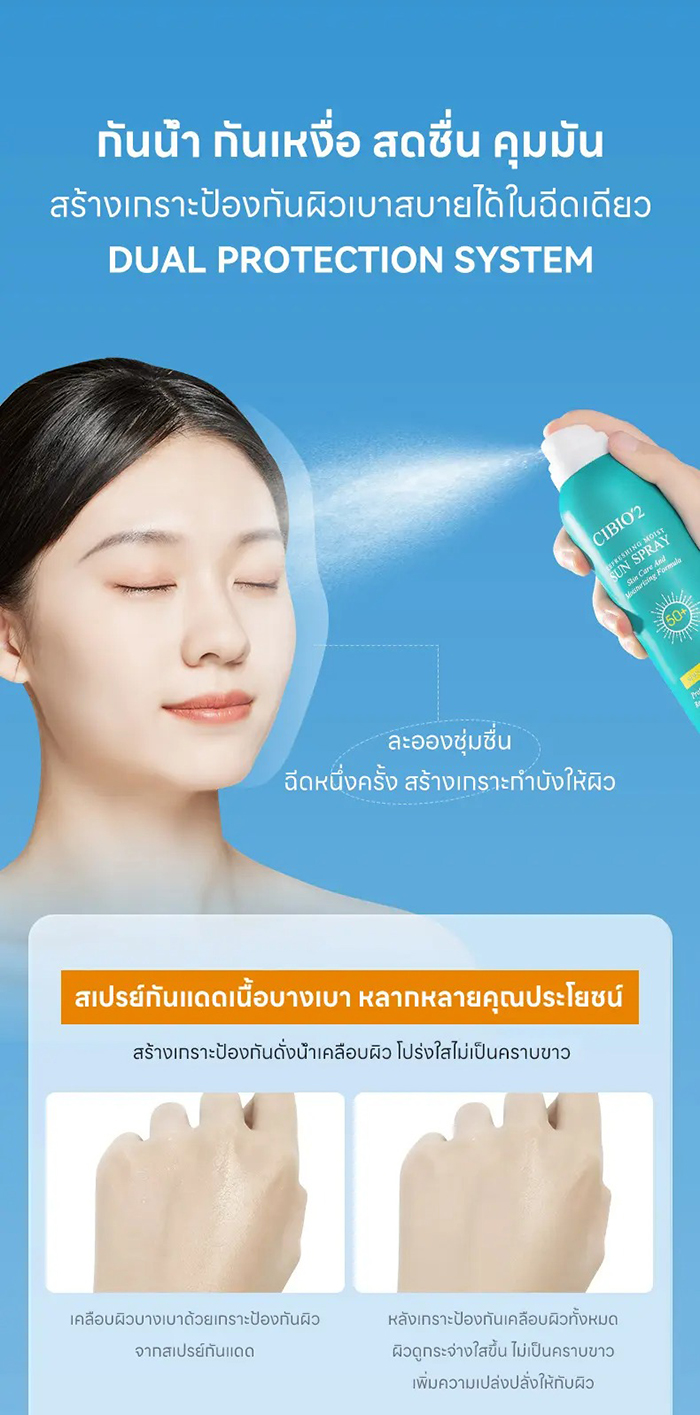 สเปรย์กันแดด CIBIO'2 Refreshing Moist Sun Spray SPF50+ PA+++