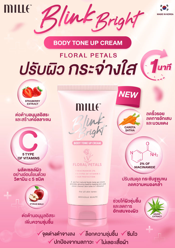 ครีมปรับสีผิว Mille Blink Bright Body Primer Cream 