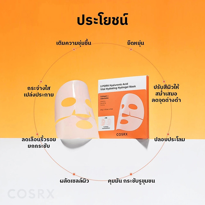 แผ่นมาส์กหน้า COSRX 5 PDRN Hyaluronic Acid Vital Hydrating Hydrogel Mask