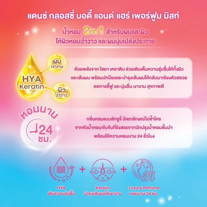 สเปรย์น้ำหอม Dance 2 in 1 Glossy Body and Hair Perfume Mist