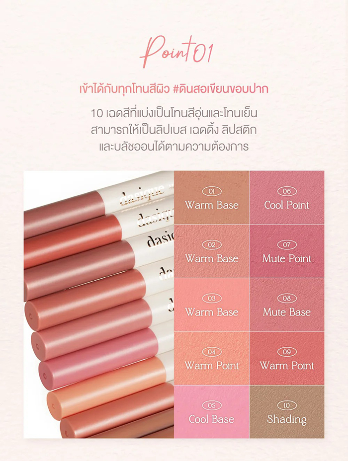 ดินสอเขียนขอบปาก dasique Mood Blur Lip Pencil