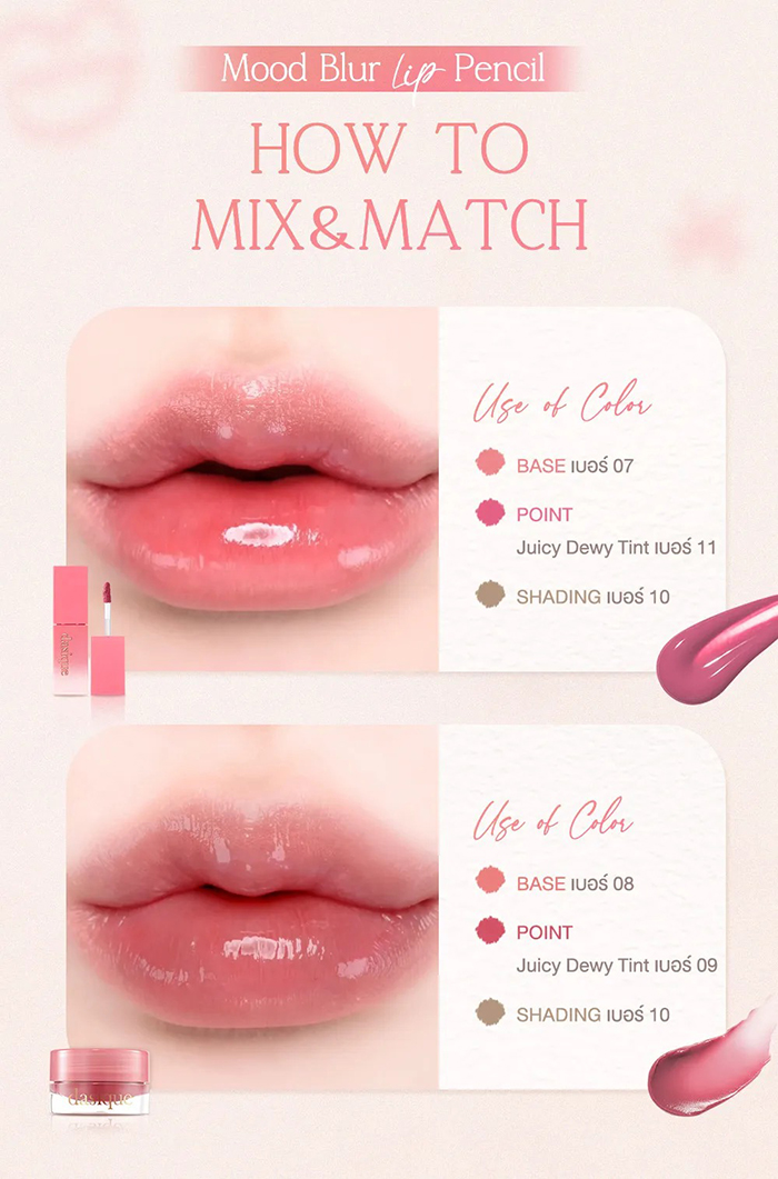 ดินสอเขียนขอบปาก dasique Mood Blur Lip Pencil