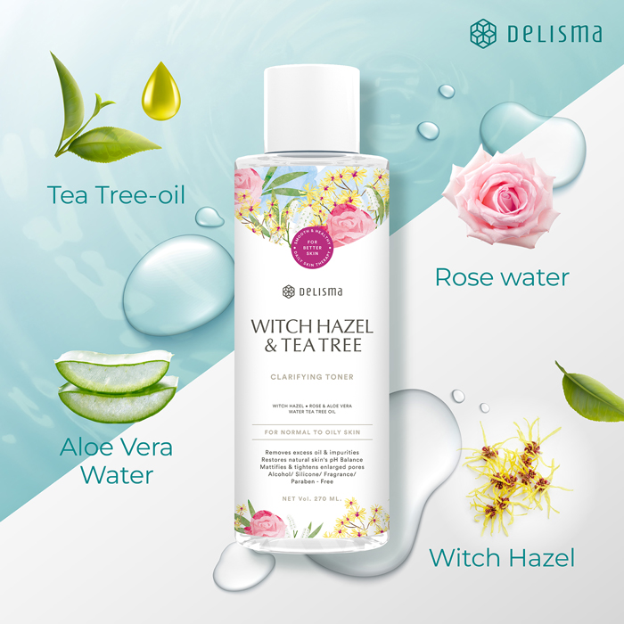 โทนเนอร์ Delisma Witch Hazel & Tea Tree Clarifying Toner