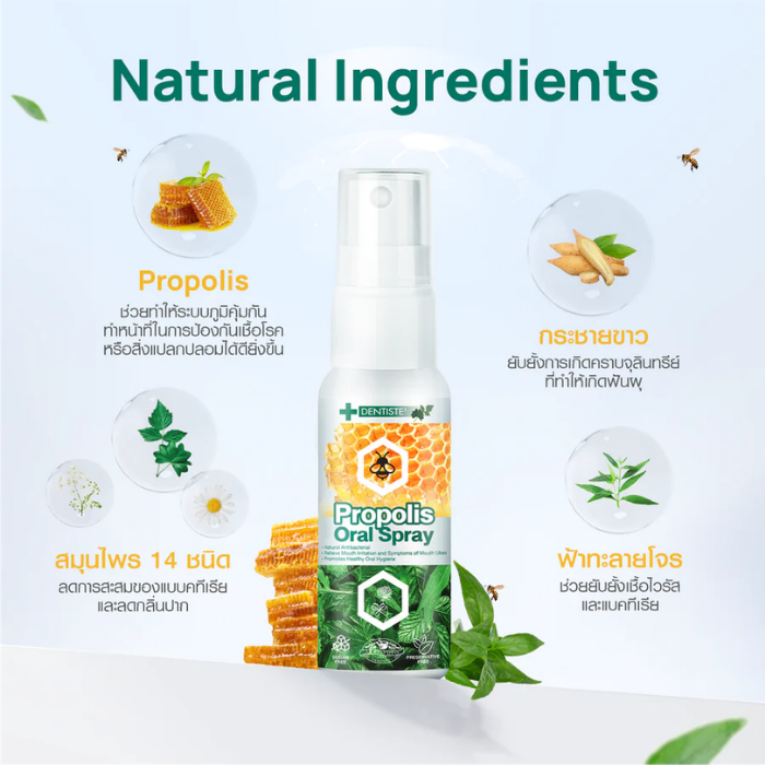 สเปรย์สำหรับช่องปากและลำคอ DENTISTE' Propolis Mouth Spray