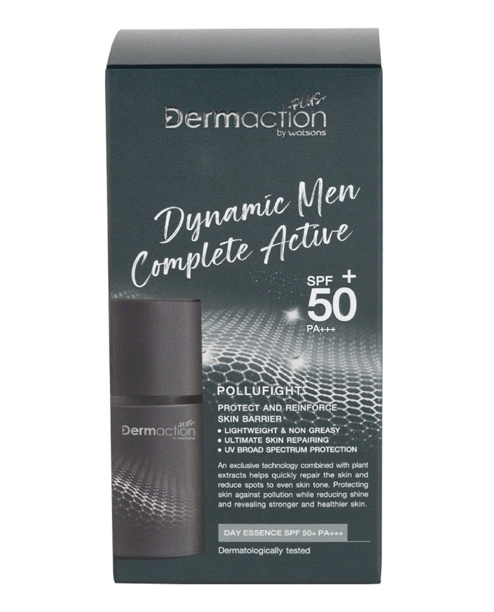 เอสเซ้นส์ Dermaction Plus by Watsons Dynamic Men Complete Active Day Essence SPF 50+ PA+++
