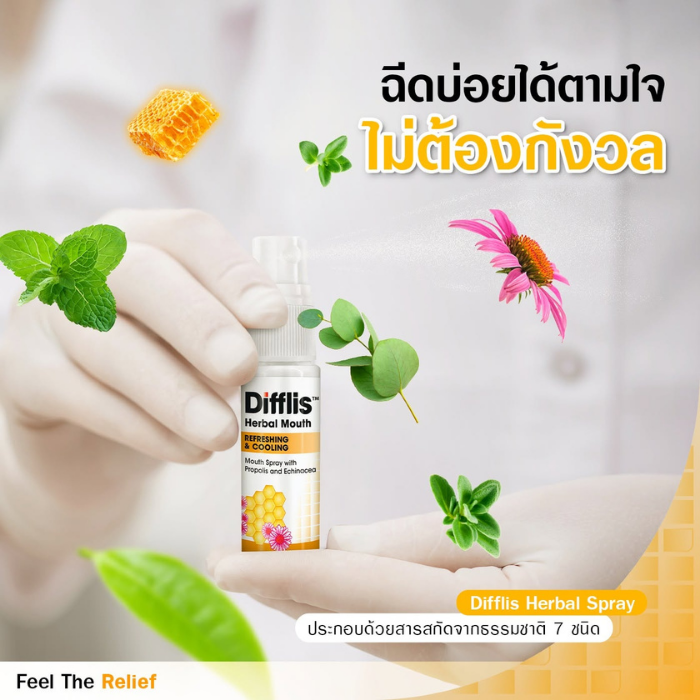 สเปรย์พ่นคอ Difflis Herbal Mouth Spray สเปรย์พ่นคอ Difflis Herbal Mouth Spray