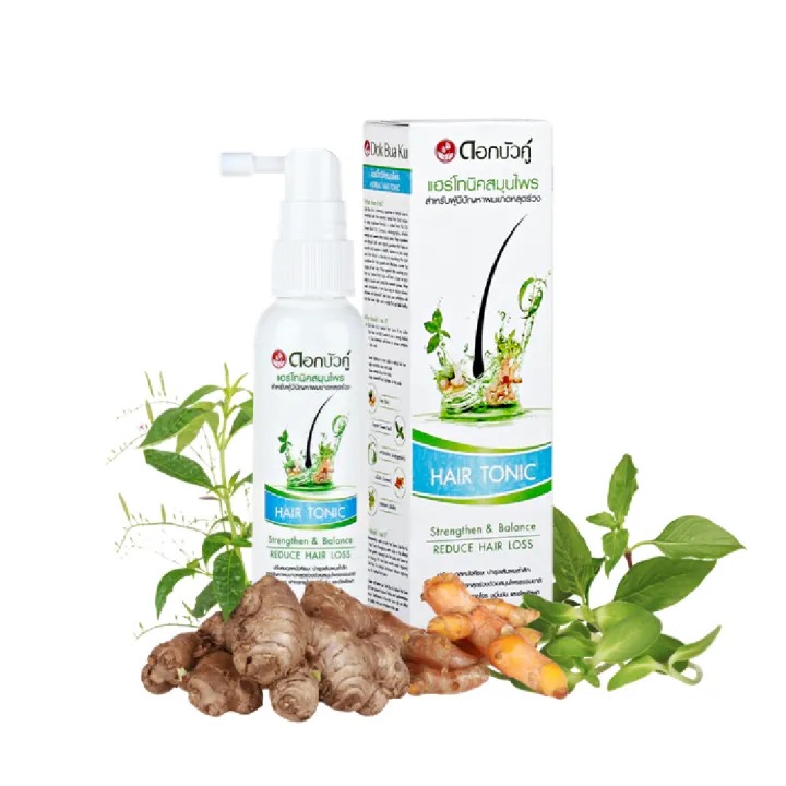 สเปร์ยบำรุงผม ดอกบัวคู่ (Dok Bua Ku) Herbal Hair Tonic