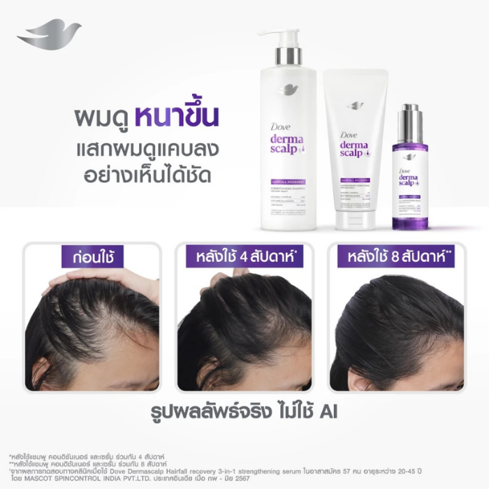 เซรั่มบำรุงเส้นผม Dove Derma Scalp Hairfall Recovery 3-In-1 Strengthening Serum