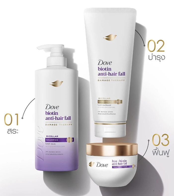 ทรีทเมนท์ Dove Treatment Mask Hya + Biotin Anti-Hair Fall Bio-P