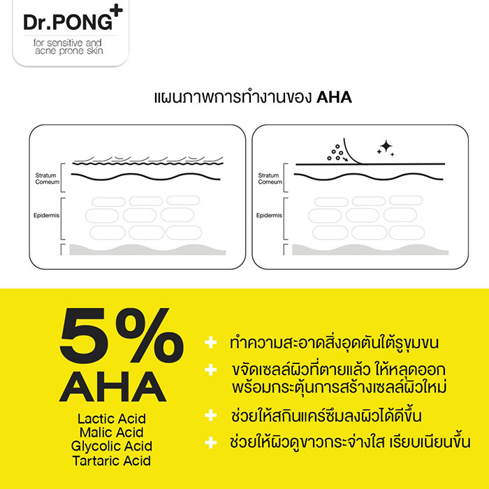 โซลูชั่น Dr.PONG 555 AHA Blend Exfoliating Body Solution