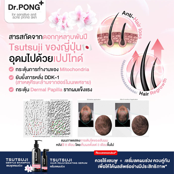 เซรั่มบำรุงผม ลดผมร่วง Dr.PONG Tsutsuji Hair Rejuventing Serum - Anti-Hairloss Serum