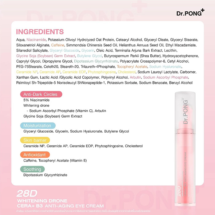 ครีมบำรุงรอบดวงตา Dr.PONG 28D Whitening Drone Anti-Aging Eye Cream ครีมบำรุงรอบดวงตา Dr.PONG 28D Whitening Drone Anti-Aging Eye Cream